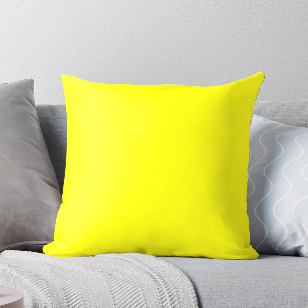 Neon yellow decorative throw pillow with a solid, minimalist design