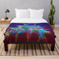 Vibrant neurons connection plush blanket with abstract, fantasy, and colorful design