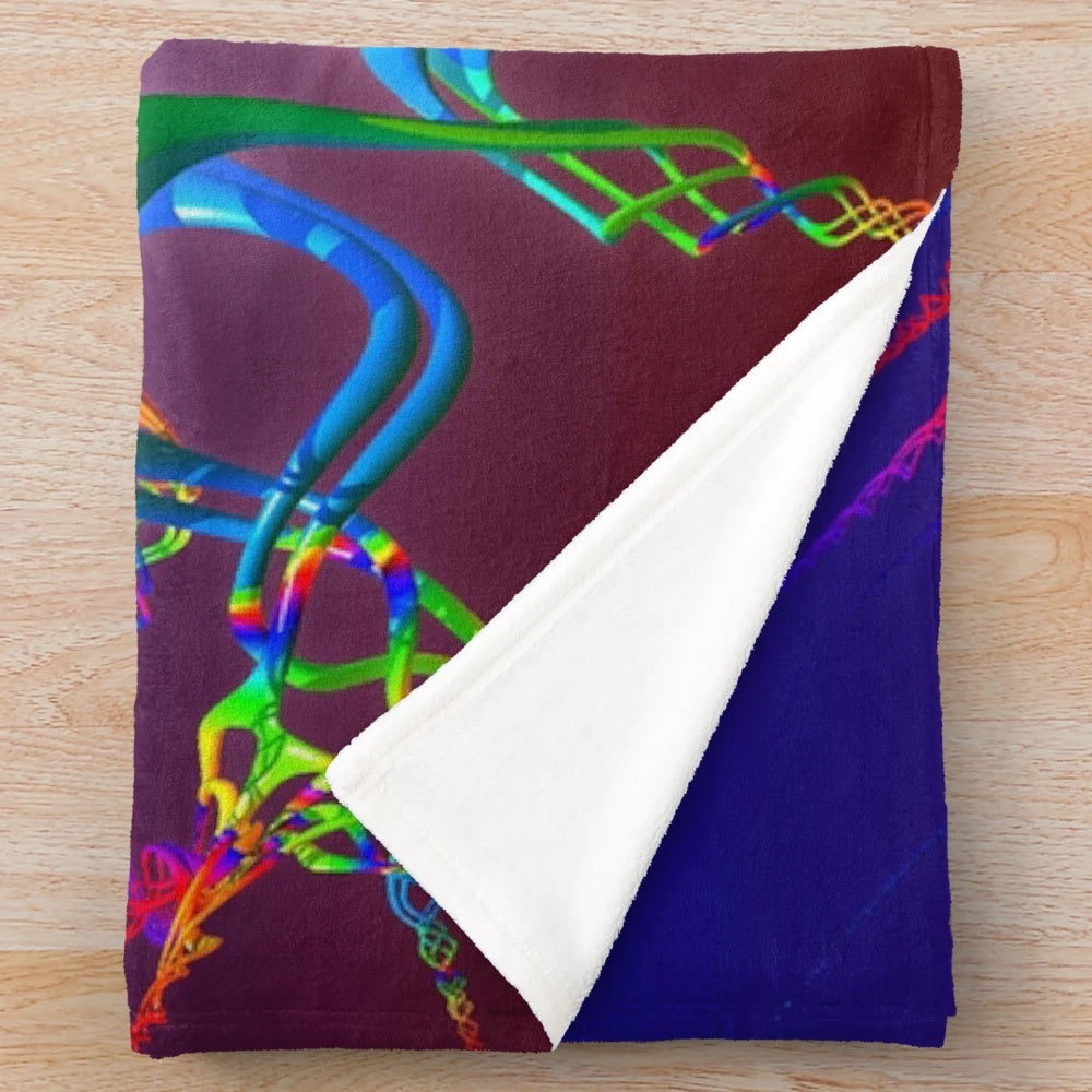 Vibrant neurons connection plush blanket with abstract, fantasy, and colorful design