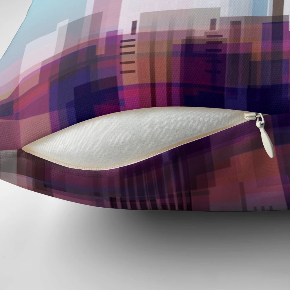 Colorful pillow featuring a vibrant landscape of New York City skyline