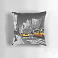 Colorful yellow New York taxi cab on a city street, perfect for photography enthusiasts