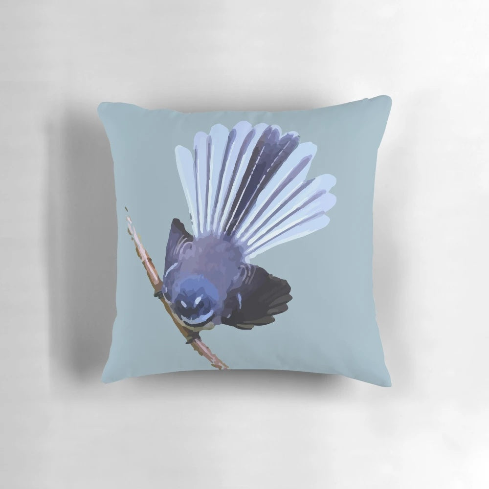 Colorful New Zealand Fantail Bird Pillow