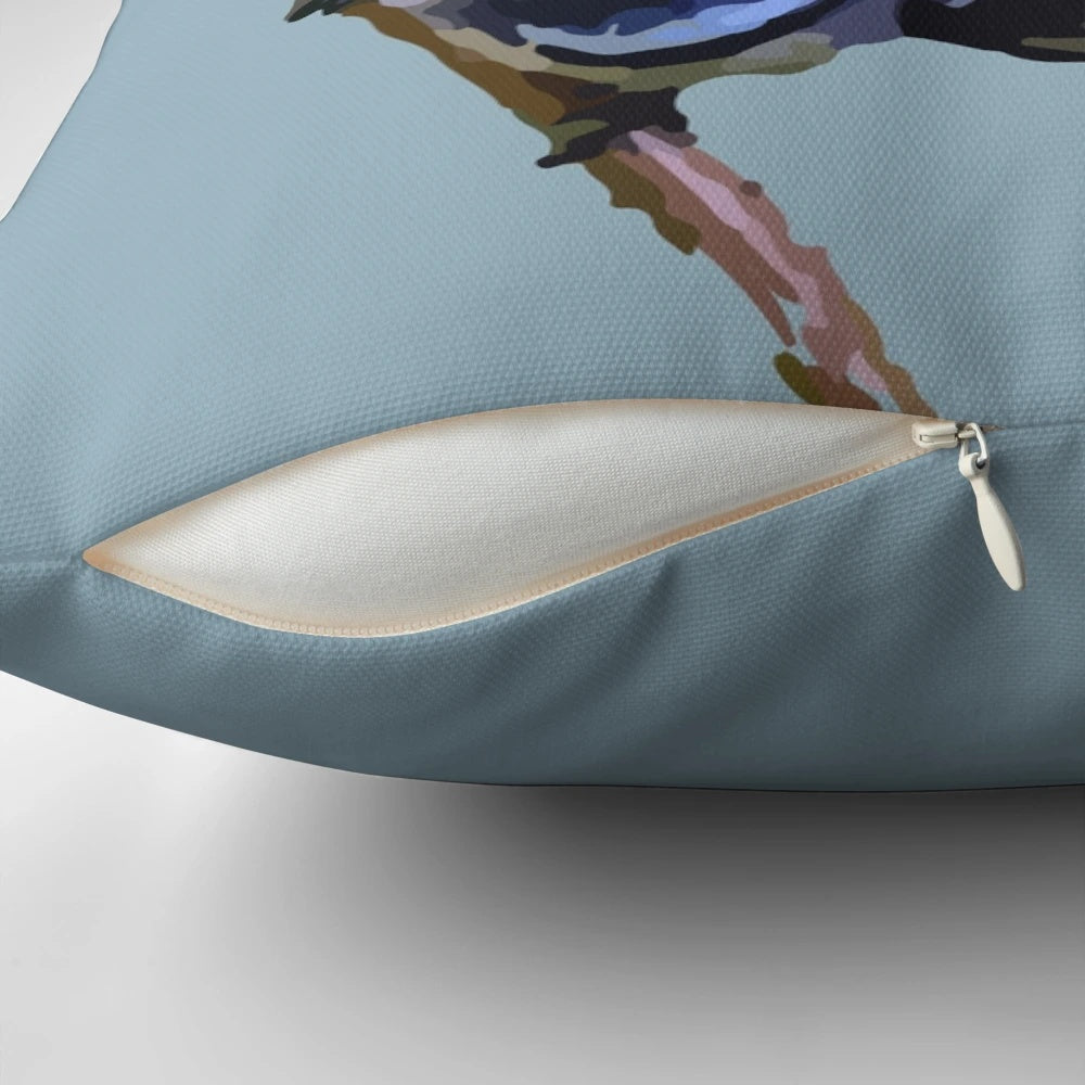 Colorful New Zealand Fantail Bird Pillow