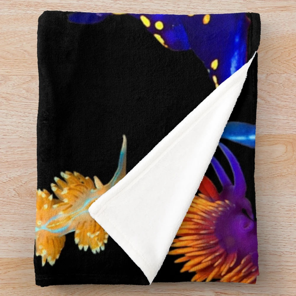 Colorful nudibranch sea slug plush blanket