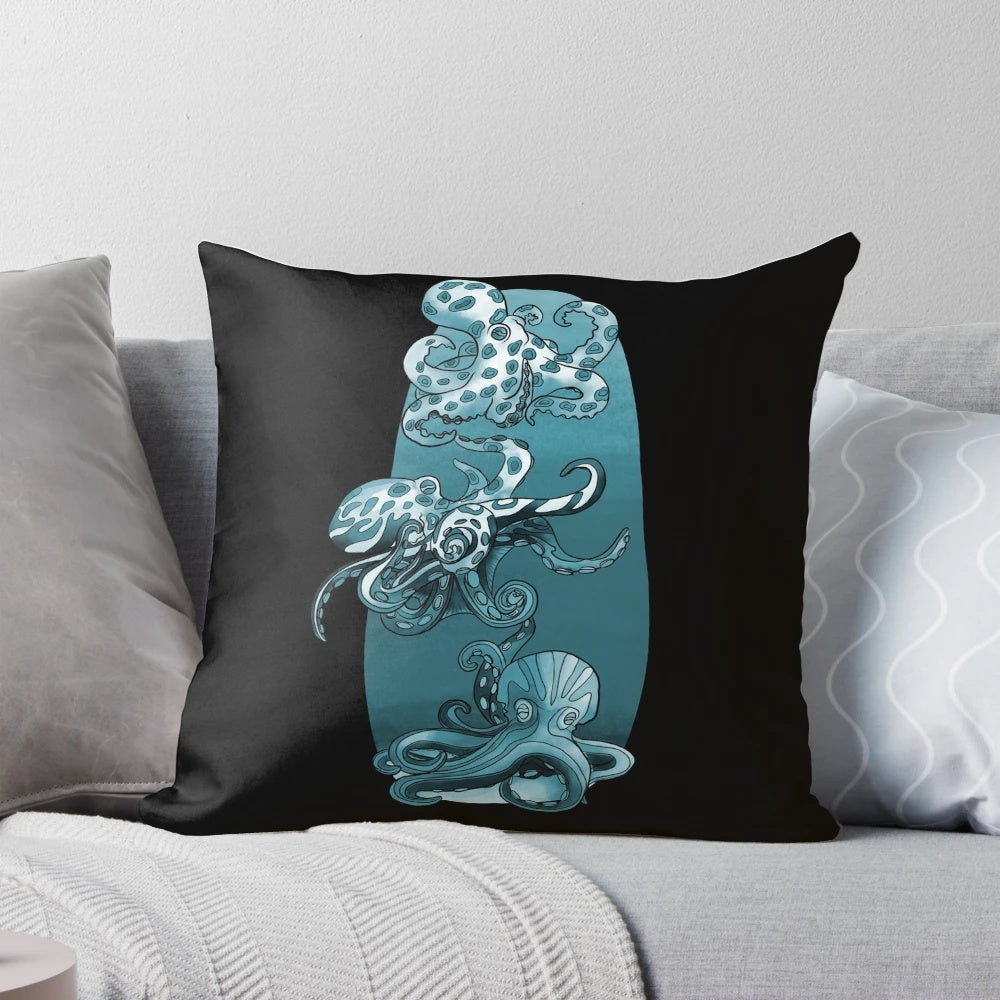 Colorful octopus-themed pillow with intricate tentacle design