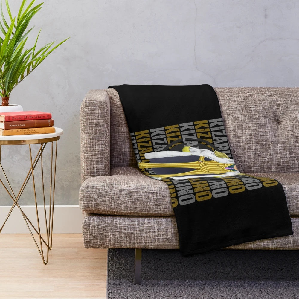 Plush blanket with abstract illustration of One Piece character Kizaru, the Marine admiral with light-based abilities