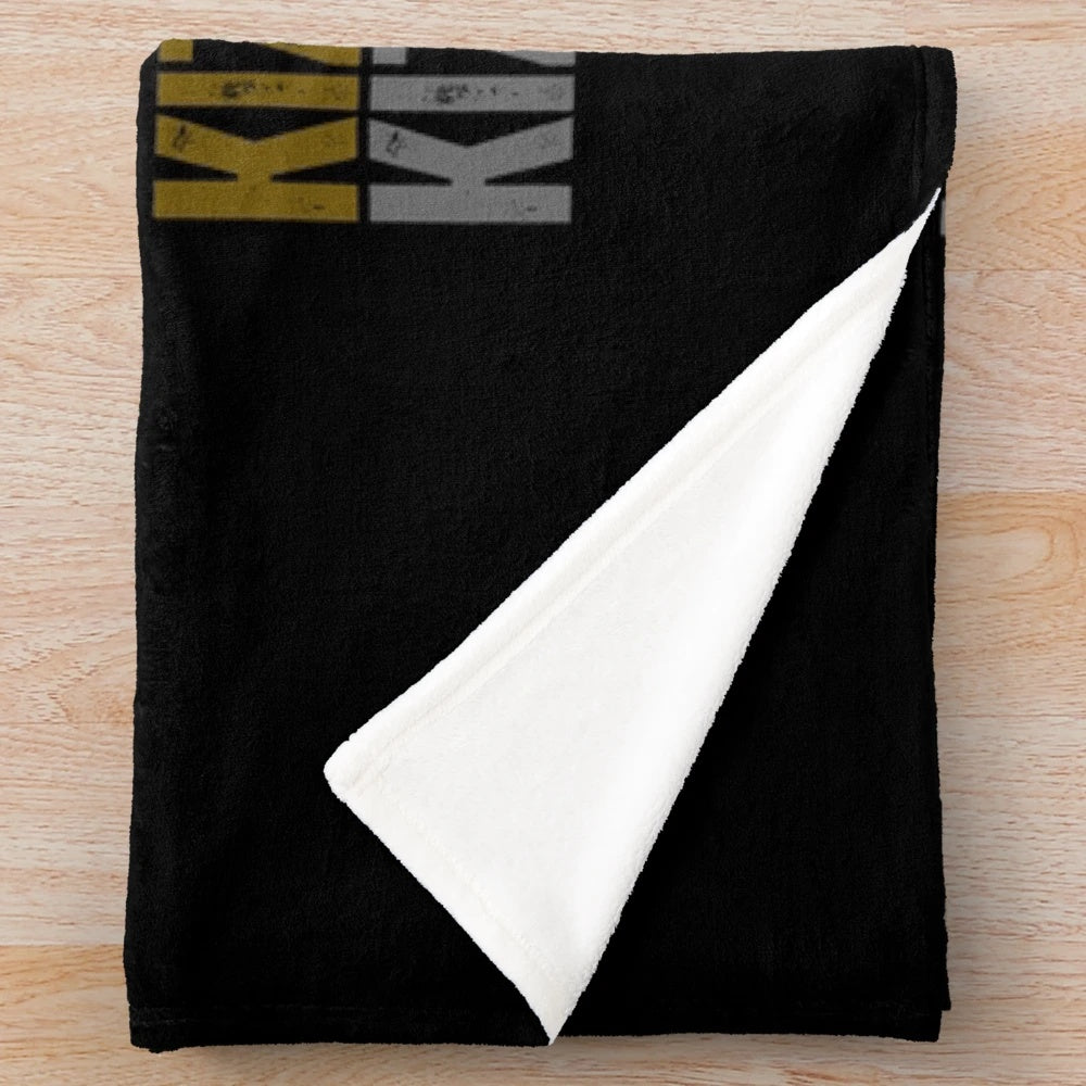 Plush blanket with abstract illustration of One Piece character Kizaru, the Marine admiral with light-based abilities