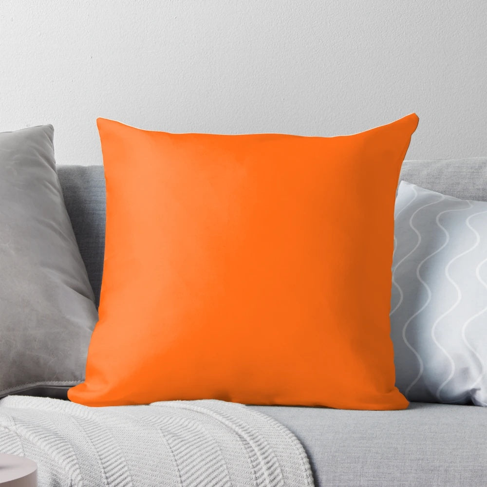 Solid orange accent pillow with a minimalist design, perfect for adding a pop of color to your living space.
