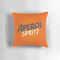 Vibrant orange pillow with Aperol spritz cocktail design