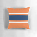 Orange, white, and navy power stripe pillow with sporty design