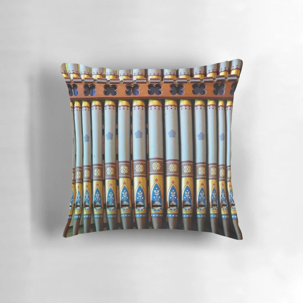 Colorful handpainted organ pipes decorative pillow