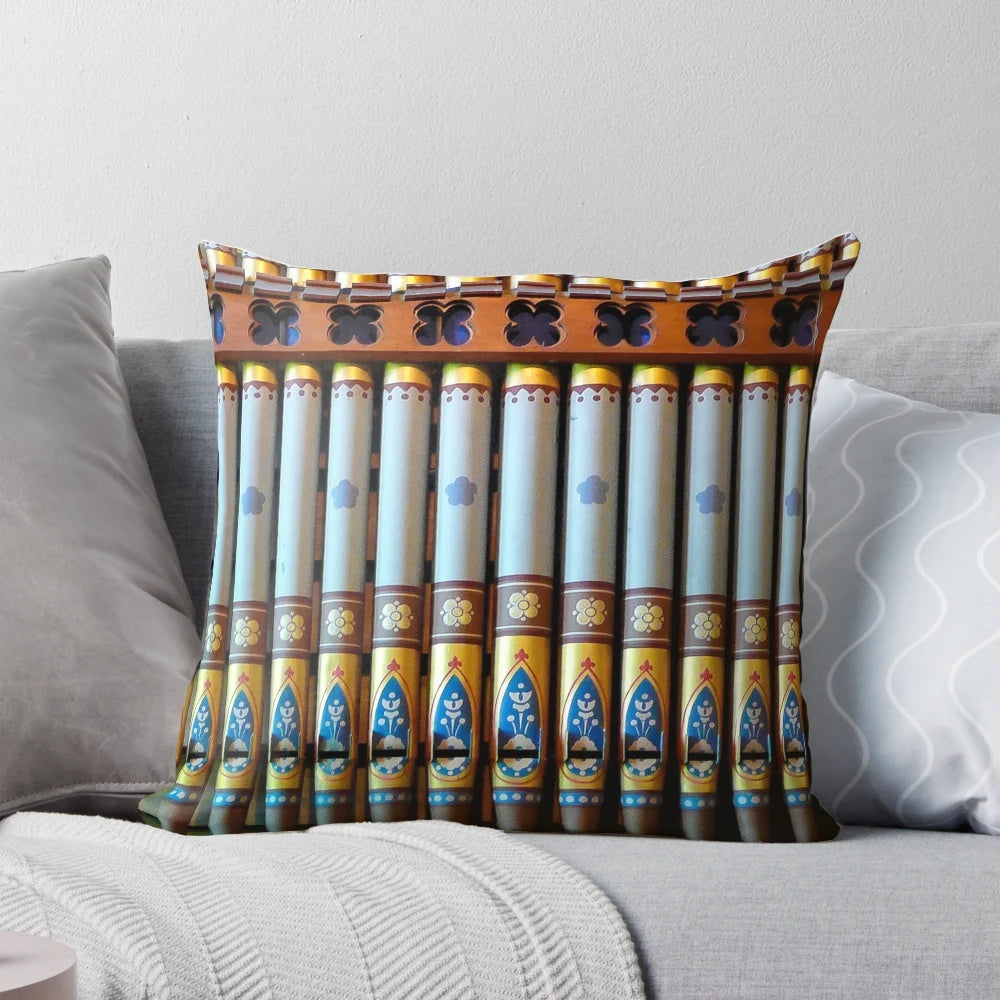 Colorful handpainted organ pipes decorative pillow