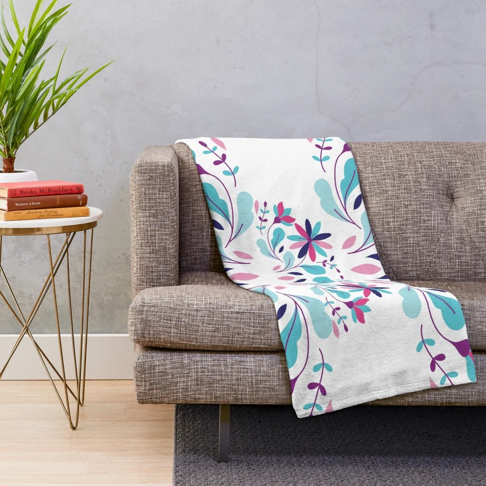 Colorful otomi floral pattern plush blanket