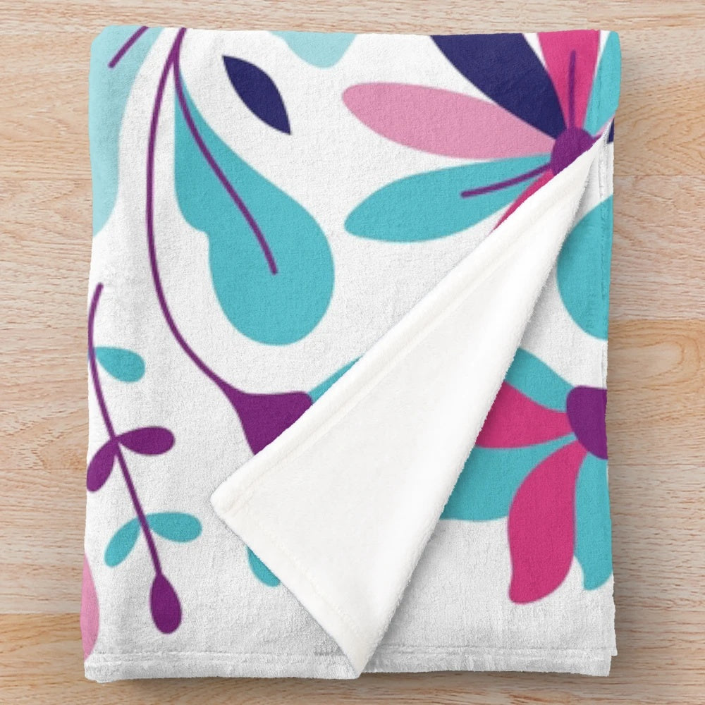 Colorful otomi floral pattern plush blanket