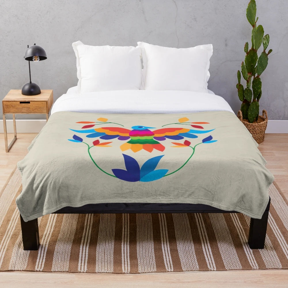 Colorful otomi-inspired plush blanket