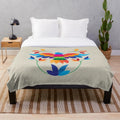 Colorful otomi-inspired plush blanket