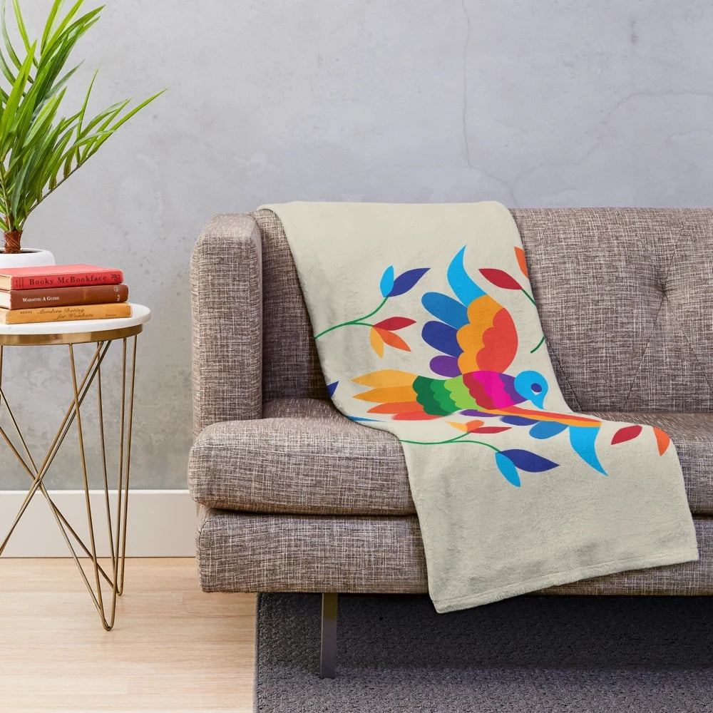 Colorful otomi-inspired plush blanket