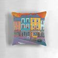 Colorful pillow with a scenic landscape of painted houses on Main Street in Skibbereen, County Cork, Ireland