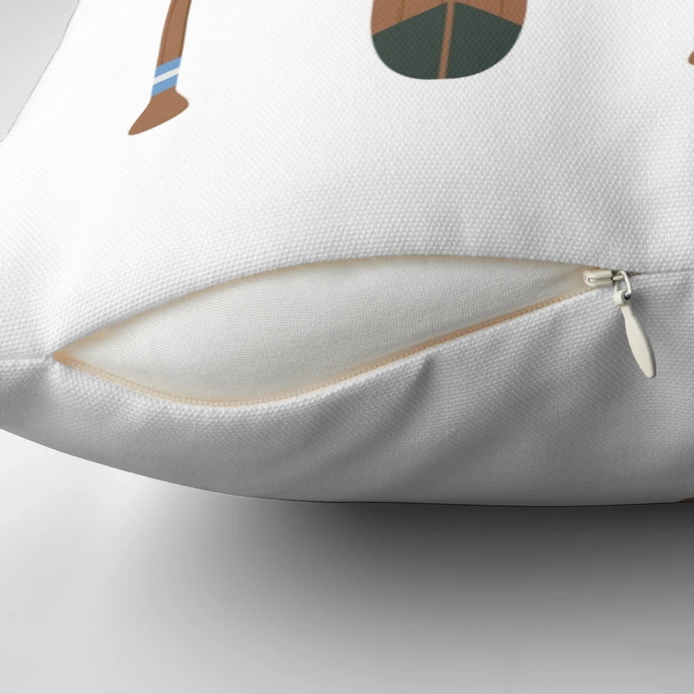 Vibrant decorative pillow featuring a painted oar design, perfect for coastal, boho, and lake house style home decor.