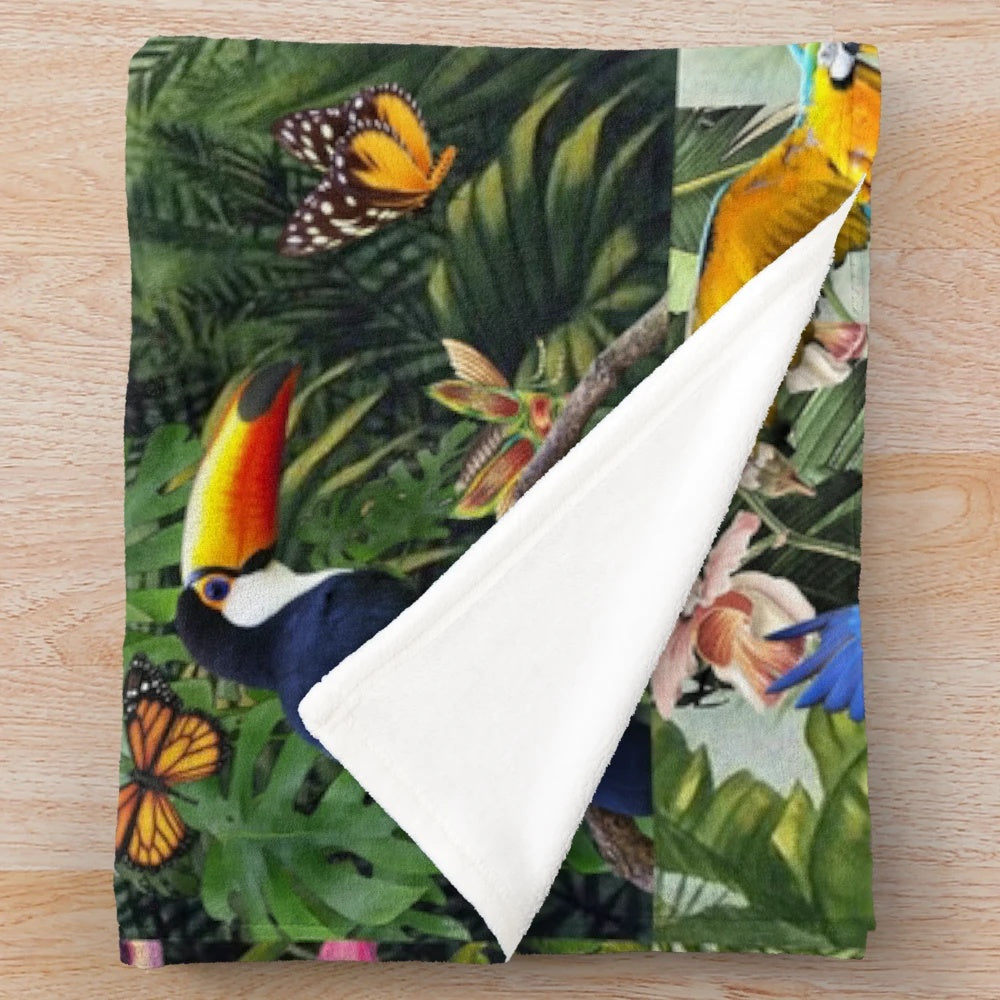 Paradise Plush Blanket with Tropical Jungle Imagery