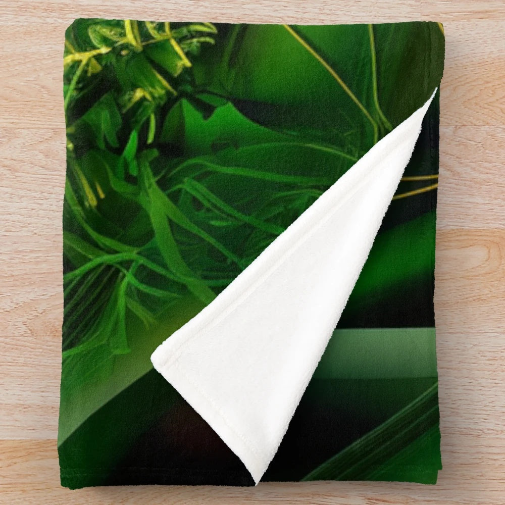 Colorful parrot plush blanket with tropical foliage design