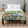 Colorful parrot themed plush blanket