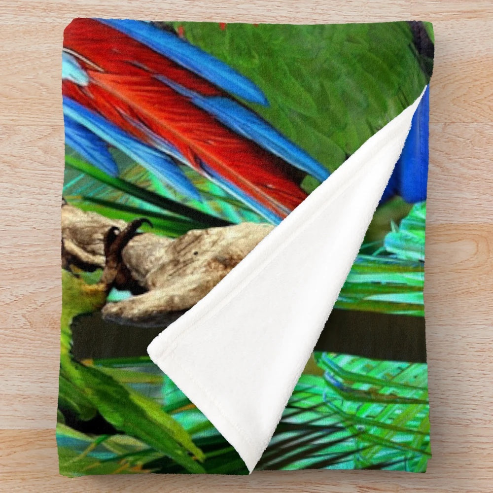 Parrots Plush Blanket with Vibrant Tropical Bird Design
