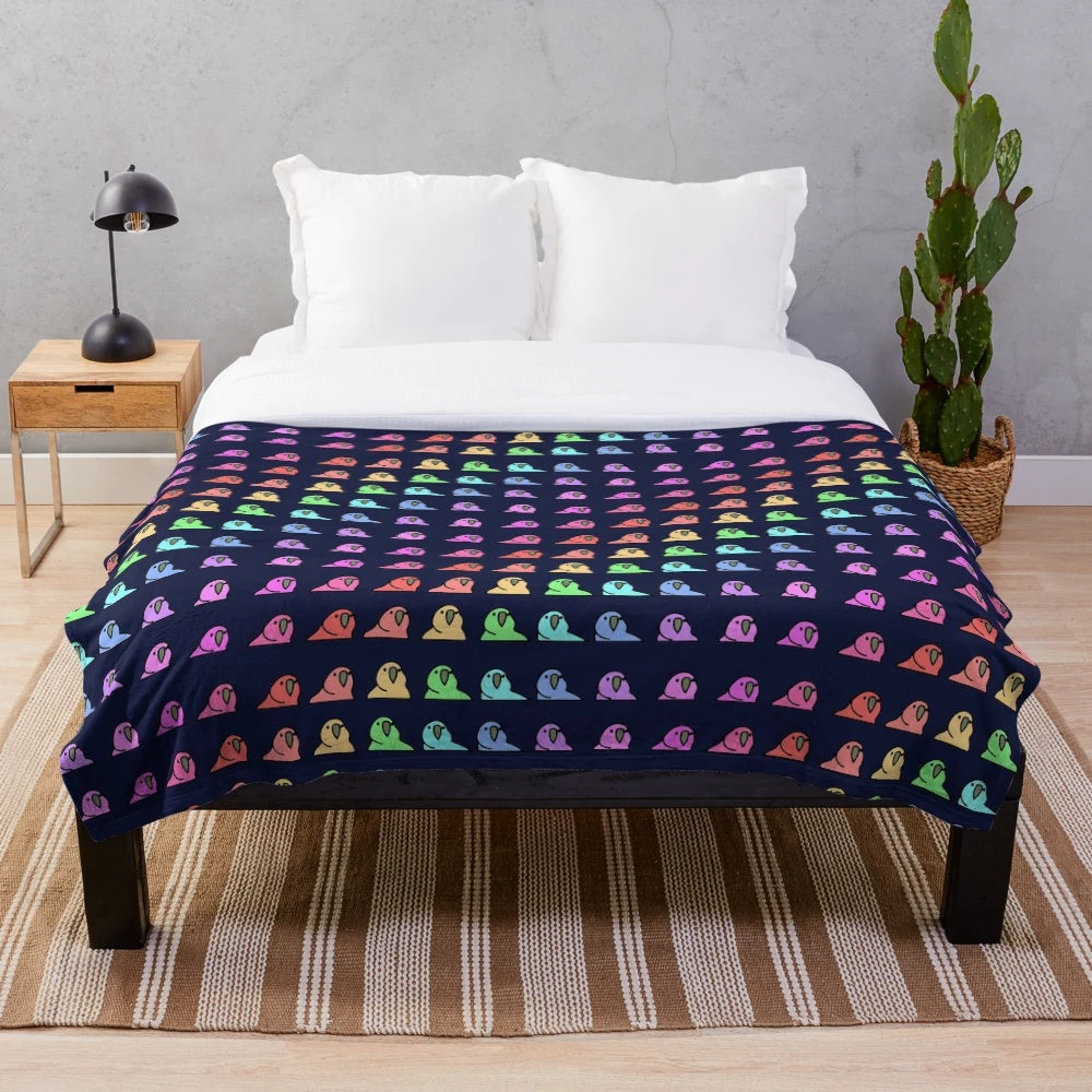 Colorful plush parrot themed blanket