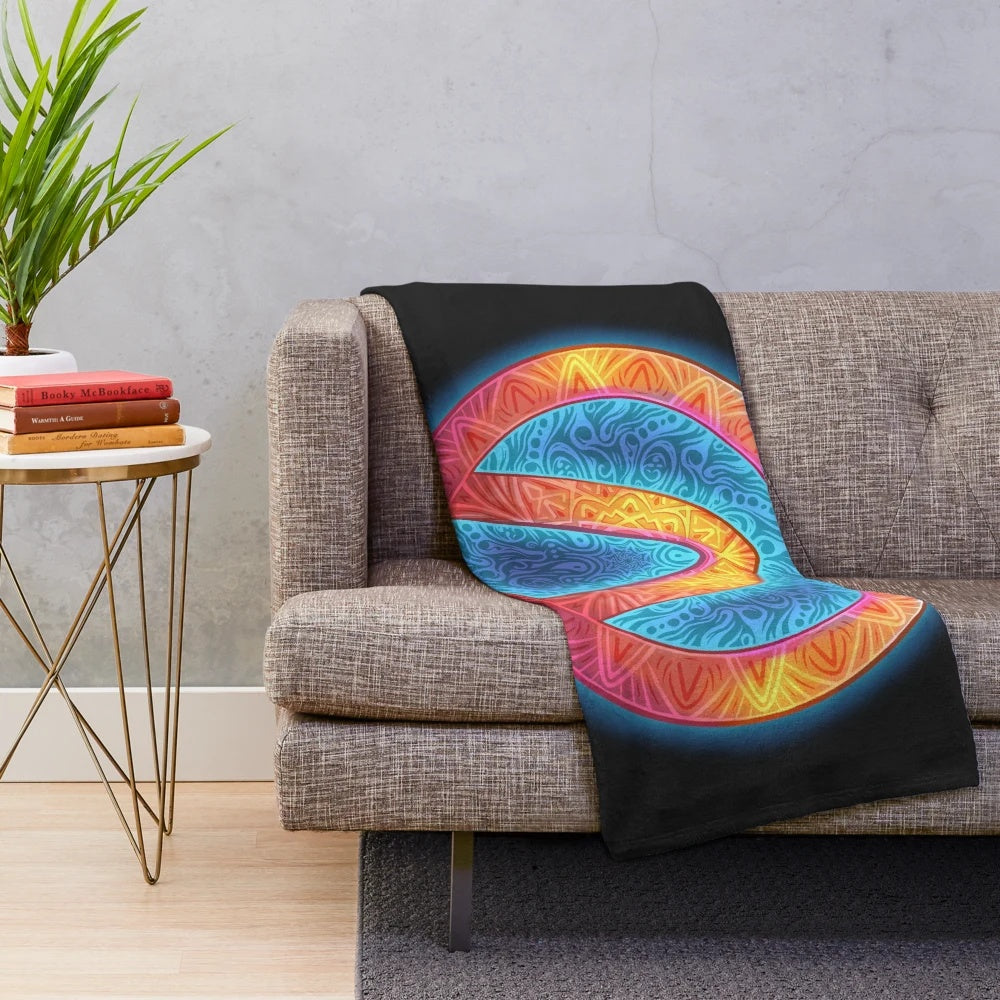 Patterned plush blanket with vibrant mandala-inspired design, perfect for Borderlands fans