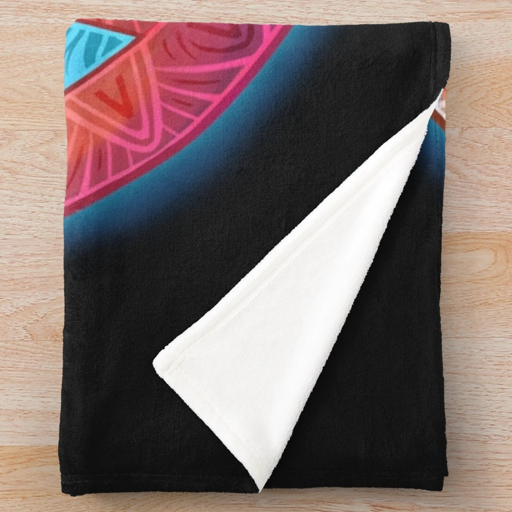 Patterned plush blanket with vibrant mandala-inspired design, perfect for Borderlands fans