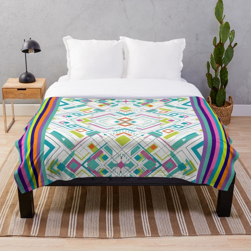 Colorful plush blanket with artist palette design and cool patterns