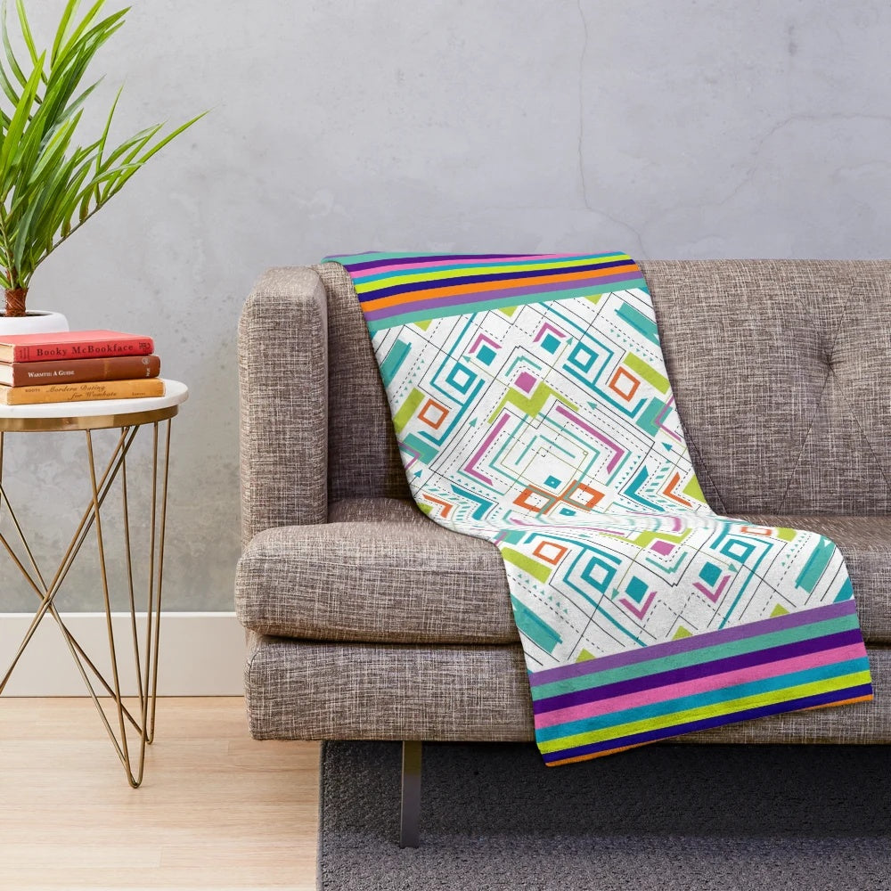 Colorful plush blanket with artist palette design and cool patterns