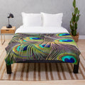 Colorful Peacock Feather Plush Blanket
