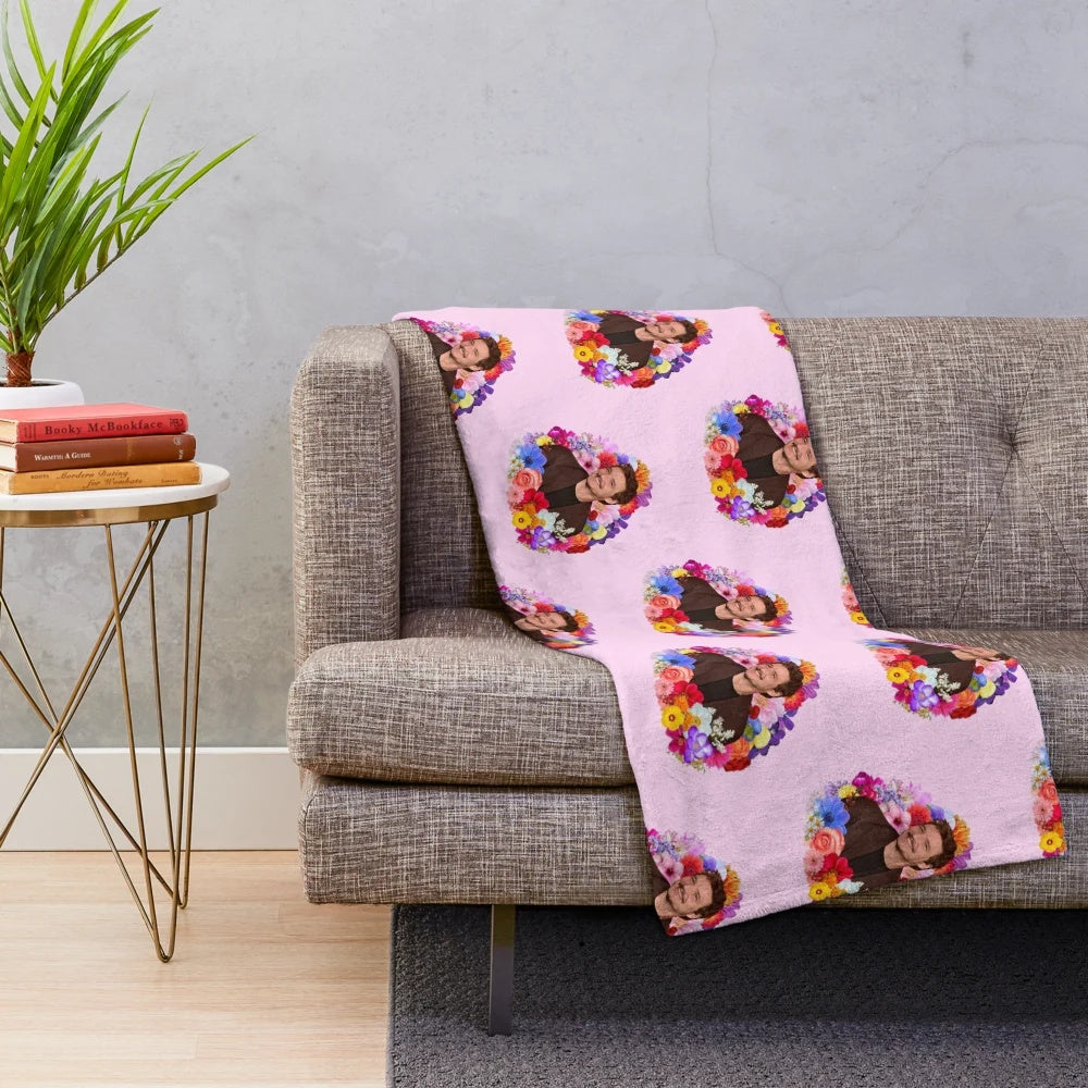 Colorful and cozy plush blanket featuring Pedro Pascal's iconic characters