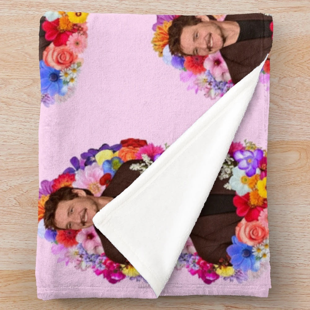Colorful and cozy plush blanket featuring Pedro Pascal's iconic characters