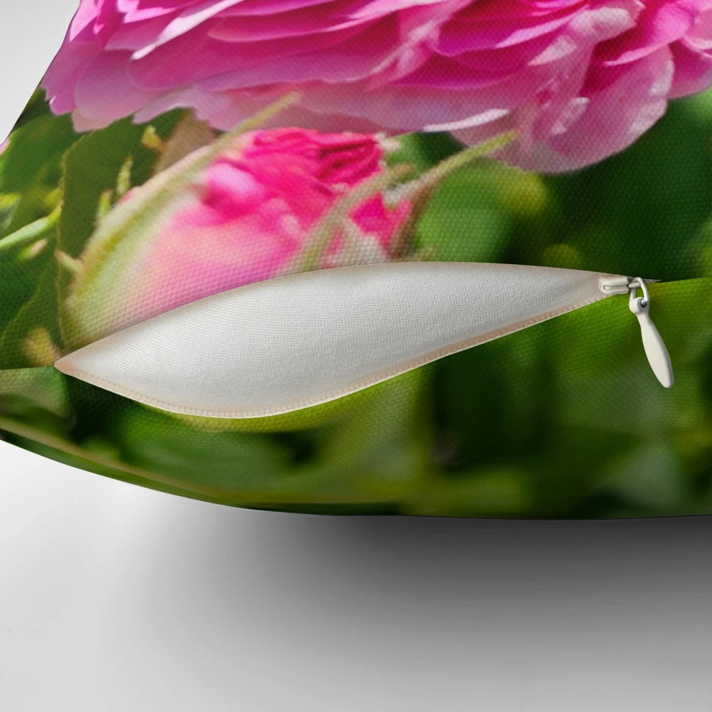 Closeup of a Lush, Pink Peony Blossom Pillow