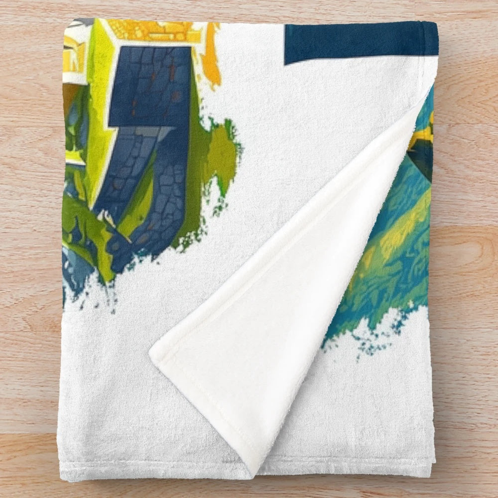 Vibrant Peruvian artwork on a plush blanket