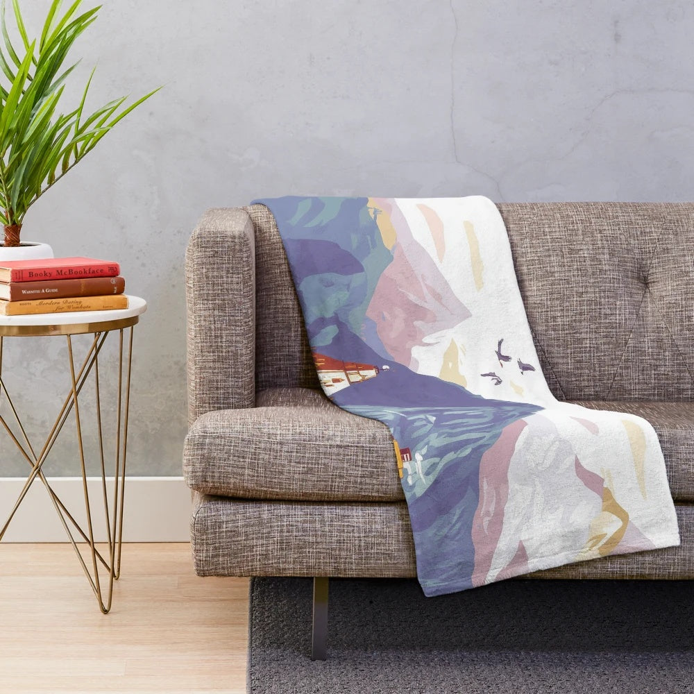 Colorful plush blanket featuring vibrant Peruvian art and cultural designs
