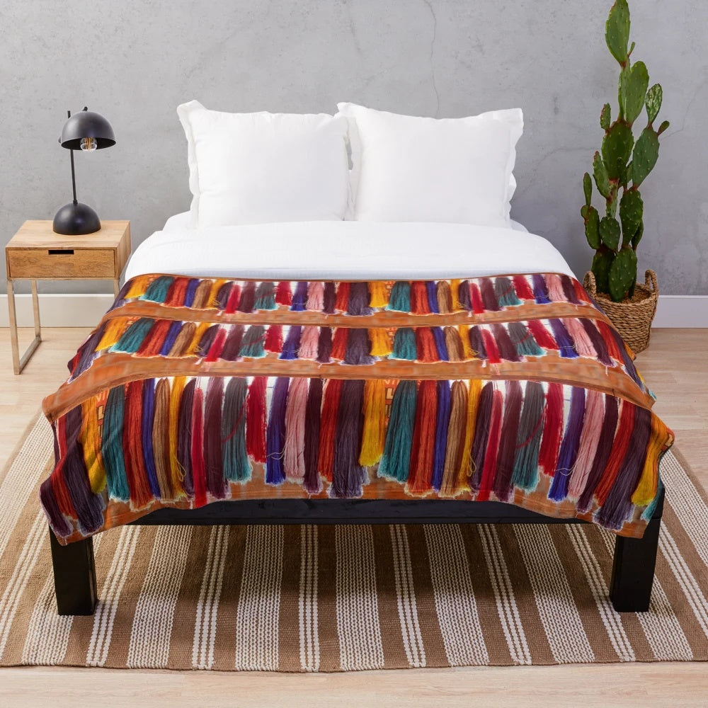 Peruvian Colors Plush Blanket with Vibrant Andes Mountain Designs