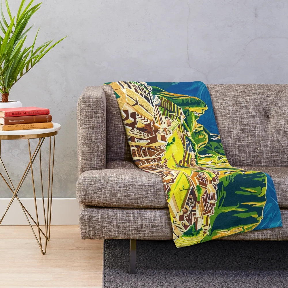 Vibrant Peruvian culture-inspired plush blanket