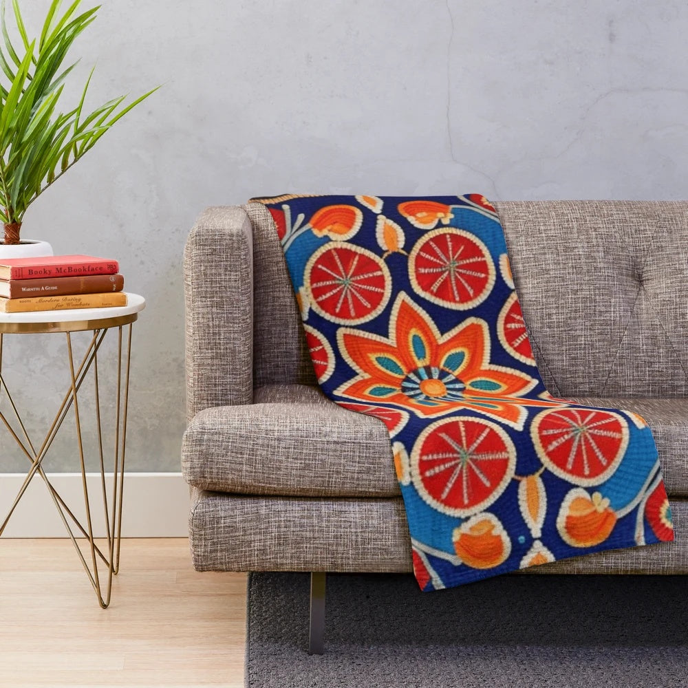 Peruvian floral pattern plush blanket for cozy boho-inspired home decor