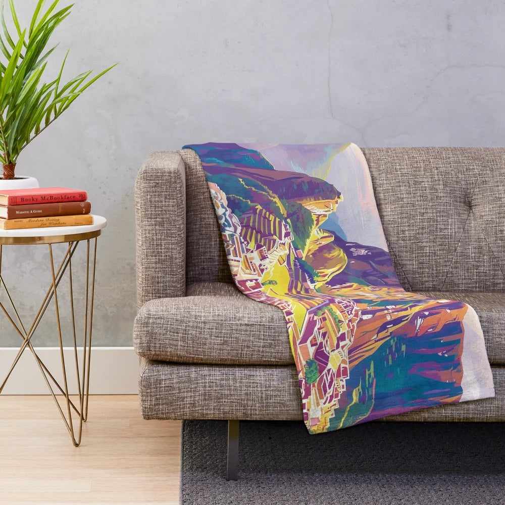 Vibrant Peruvian-inspired colorful plush blanket celebrating Peruvian culture and heritage