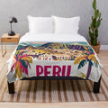 Vibrant Peruvian-inspired plush blanket with colorful, traditional design