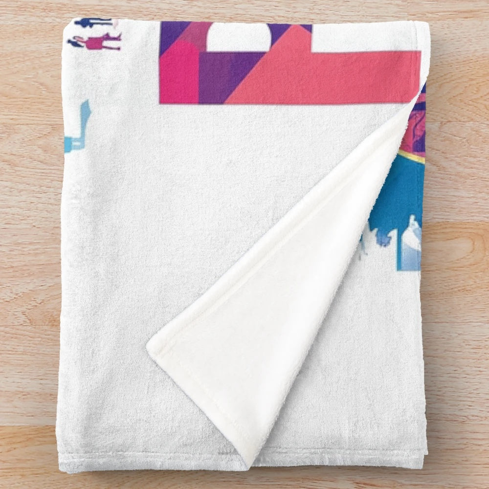Vibrant Peruvian-inspired plush blanket with traditional textile design