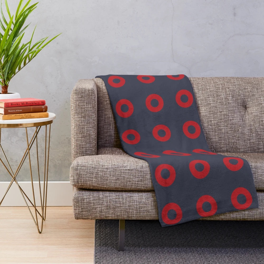 Vibrant phish-inspired donut plush blanket