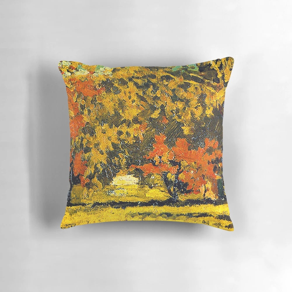 Colorful pillow featuring a vibrant landscape painting by French post-impressionist artist Pierre Bonnard