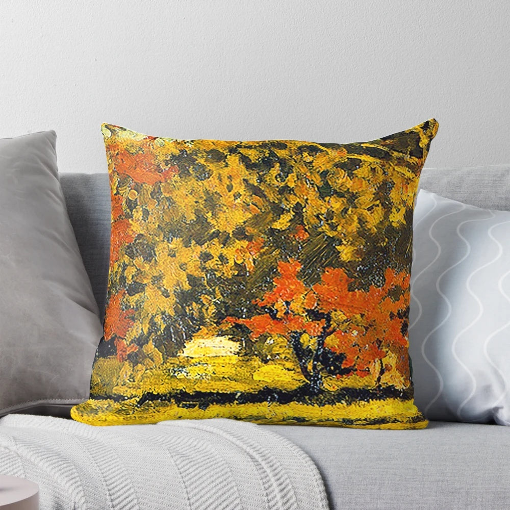 Colorful pillow featuring a vibrant landscape painting by French post-impressionist artist Pierre Bonnard