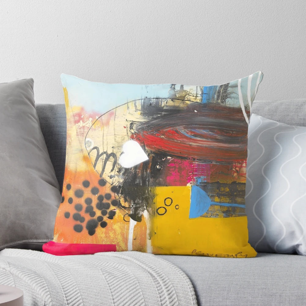 Colorful abstract modern pillow with a graphic pattern and inspirational quote