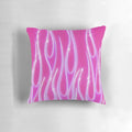 Bright pink pillow with flames and glittery accents, perfect for a y2k inspired aesthetic.