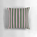 Pink and green striped pillow with a preppy, pastel design